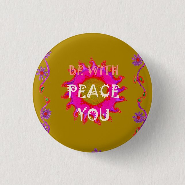 Inspirational Peace Be With You Vector Design Art Button (Front)