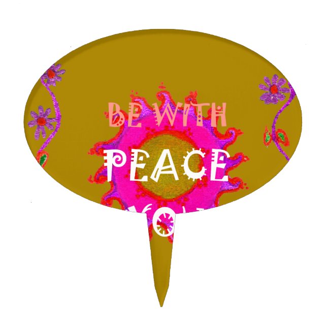 Inspirational Peace Be With You Vector Design Art Cake Topper (Front)