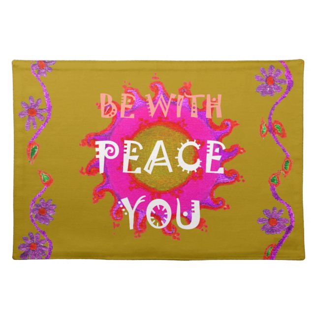 Inspirational Peace Be With You Vector Design Art Cloth Placemat (Front)
