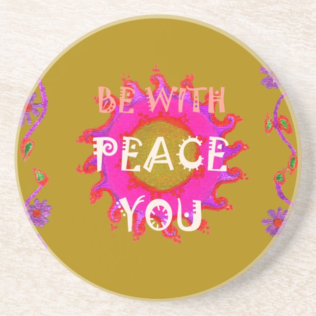 Inspirational Peace Be With You Vector Design Art Drink Coaster (Front)