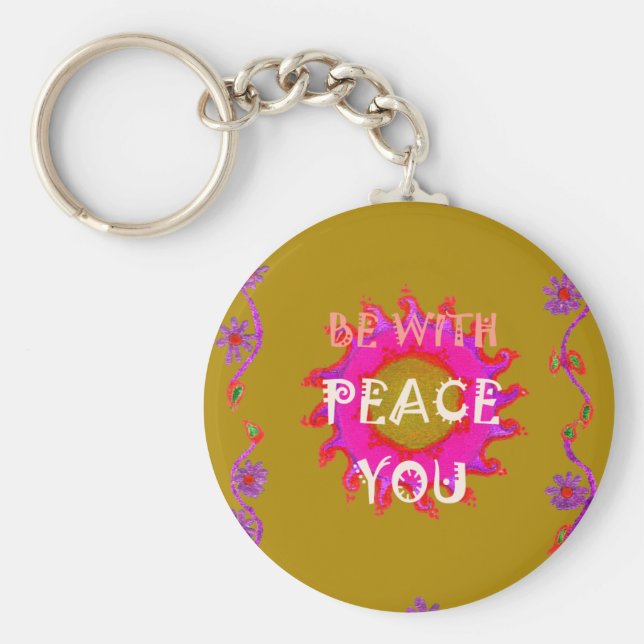 Inspirational Peace Be With You Vector Design Art Keychain (Front)