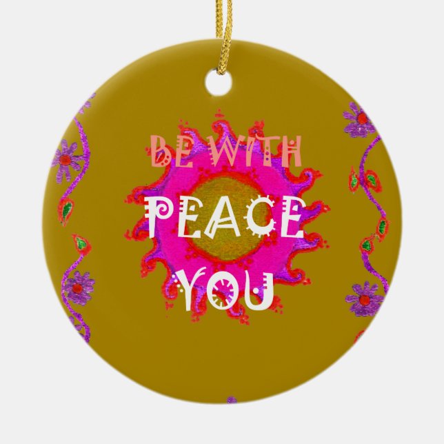 Inspirational Peace Be With You Vector Design Art Ornament (Front)