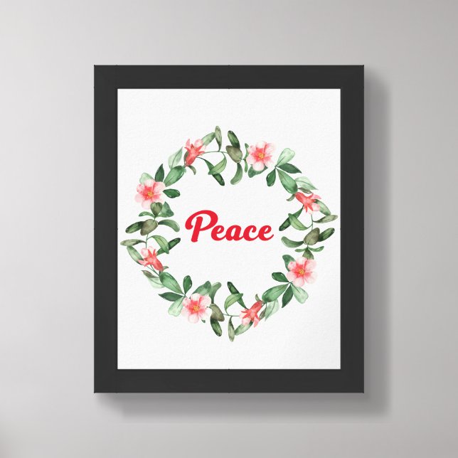 Inspirational Peace Floral Pomegranate Poster  (Framed Front)