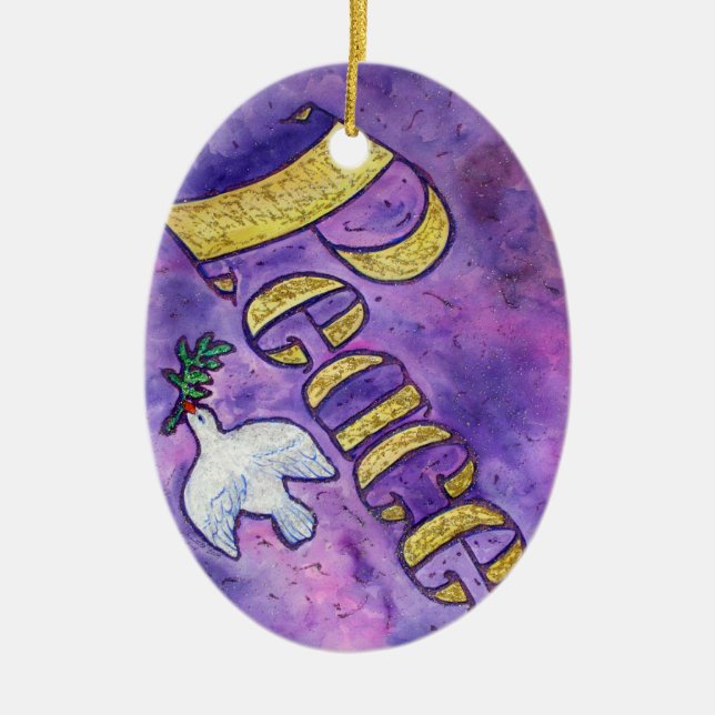 Inspirational Peace Word Art Custom Gift Ornaments (Front)