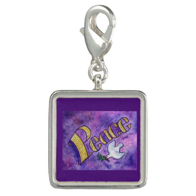 Inspirational Peace Word Art Pendant Jewelry Charm (Front)