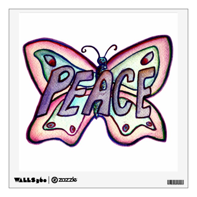 Inspirational Peace Word Butterfly Wall decal (Front)