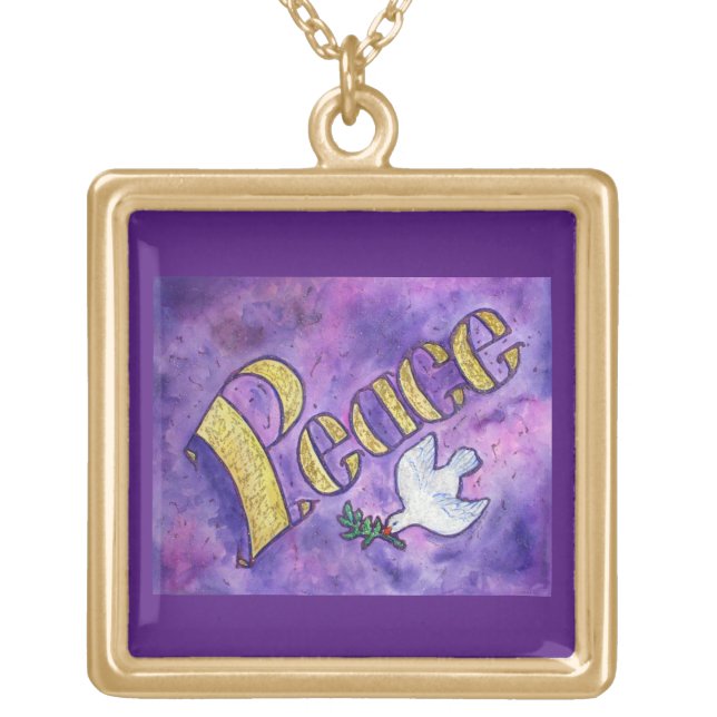 Inspirational Peace Word Charm Jewelry Necklace (Front)