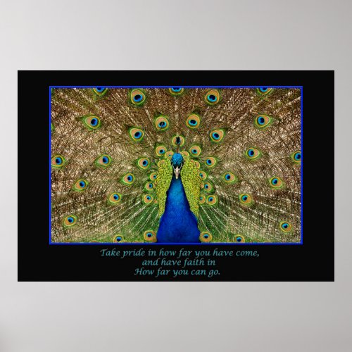 Inspirational peacock print poster