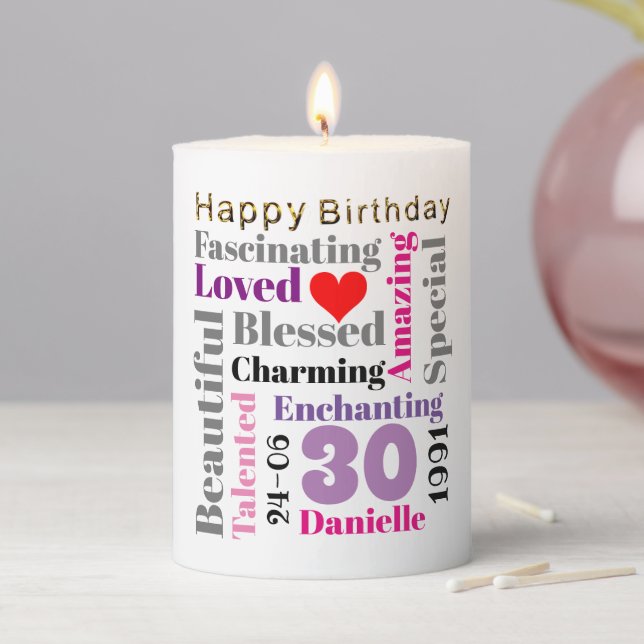 Inspirational Personalised 30th Birthday Candle (In Situ)