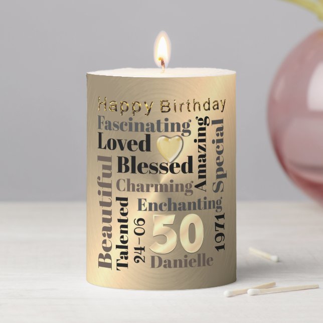Inspirational Personalised 50th Birthday Candle (In Situ)