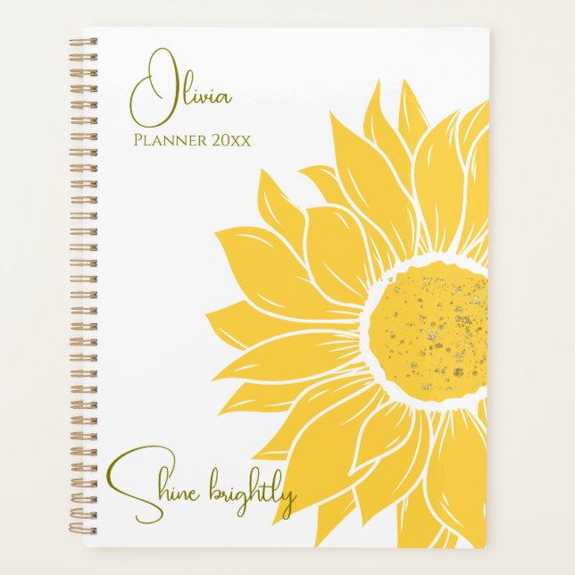 Inspirational personalized Shine Brightly Girl  Planner (Front)