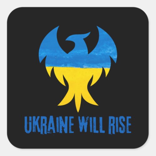 Inspirational Phoenix Rising Ukraine Colors  Square Sticker