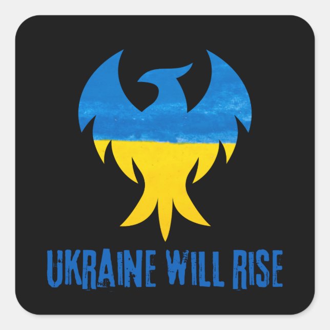 Inspirational Phoenix Rising Ukraine Colors  Square Sticker (Front)
