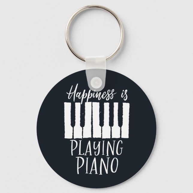 Inspirational Pianist Happiness is Playing Piano Keychain (Front)