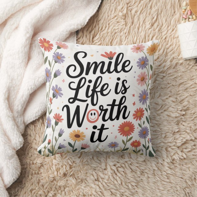 Inspirational pillow - smile life is worth it (Blanket)