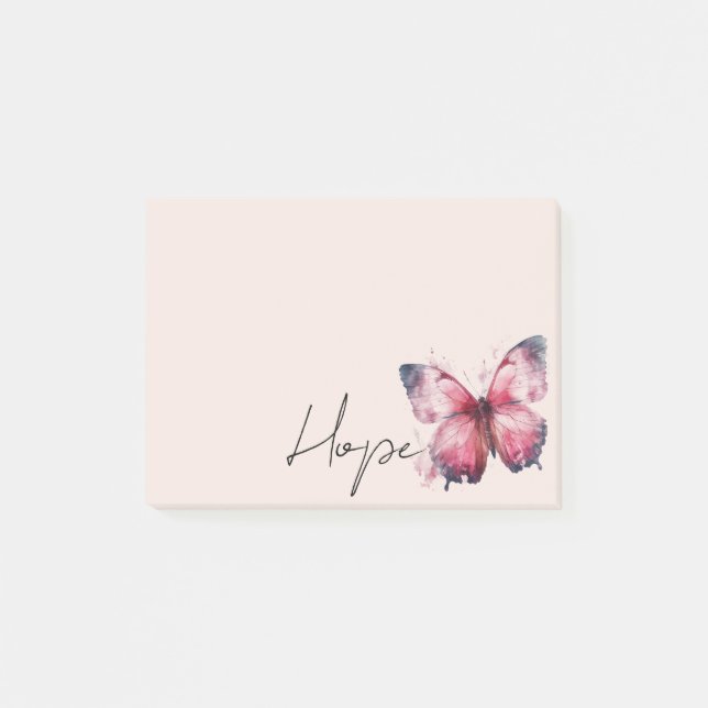 Inspirational Pink Blush Hope Butterfly Post-it Notes (Front)