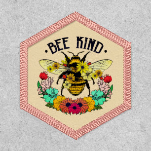 Inspirational Pink Floral Bee Kind Patch