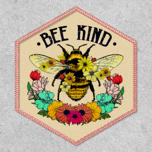 Inspirational Pink Floral Bee Kind Patch