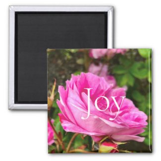 Inspirational pink floral Joy Magnet