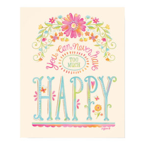 Inspirational Pink Happy Floral Quote Poster