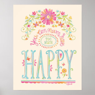 Inspirational Pink Happy Floral Quote Poster
