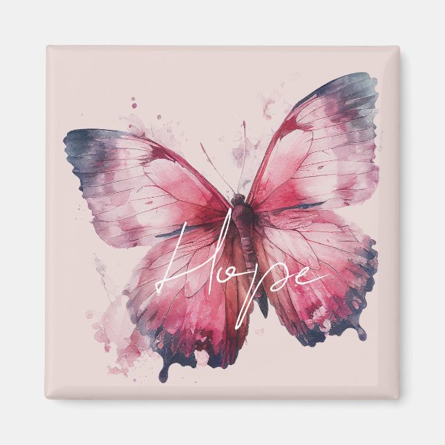 Inspirational Pink Hope Butterfly Magnet (Front)