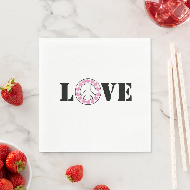 Inspirational Pink Love Peace Hearts Napkins (Insitu)