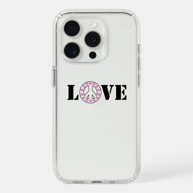 Inspirational Pink Love Peace Hearts Speck iPhone Case (Front (White Titanium))