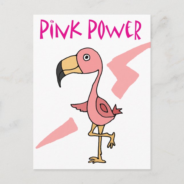 Inspirational Pink Power Flamingo Bird Postcard (Front)
