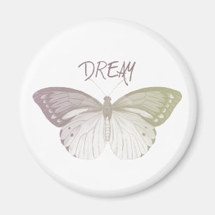 Inspirational Pink Yellow Dream Butterfly Magnet