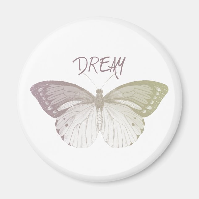 Inspirational Pink Yellow Dream Butterfly Magnet (Front)