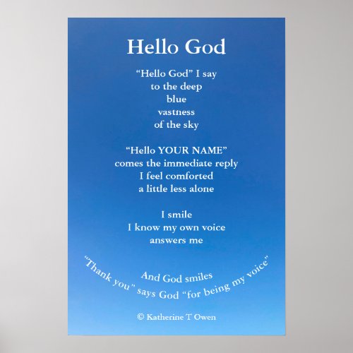Inspirational Poem Hello God Spiritual Poster