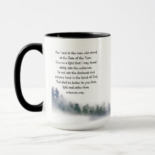 Inspirational Poem Put your Hand in God Square Mug