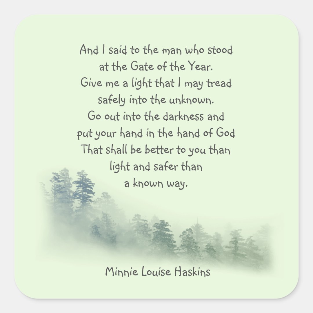 Inspirational Poem Put your Hand in God Square Sticker Zazzle
