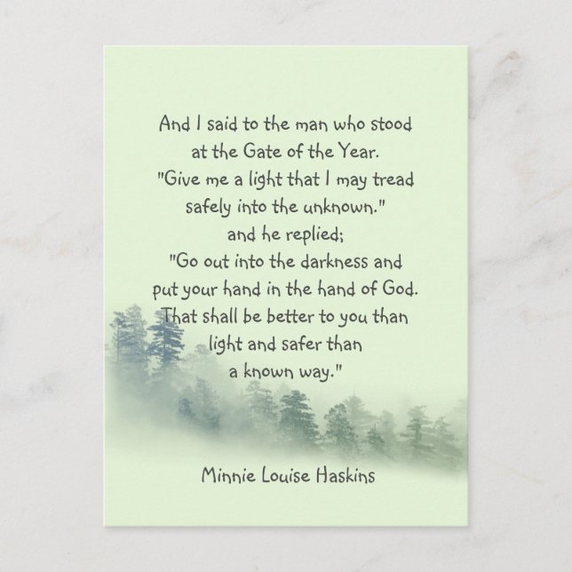 Inspirational Poem quote Put your Hand in God's Postcard (Front)