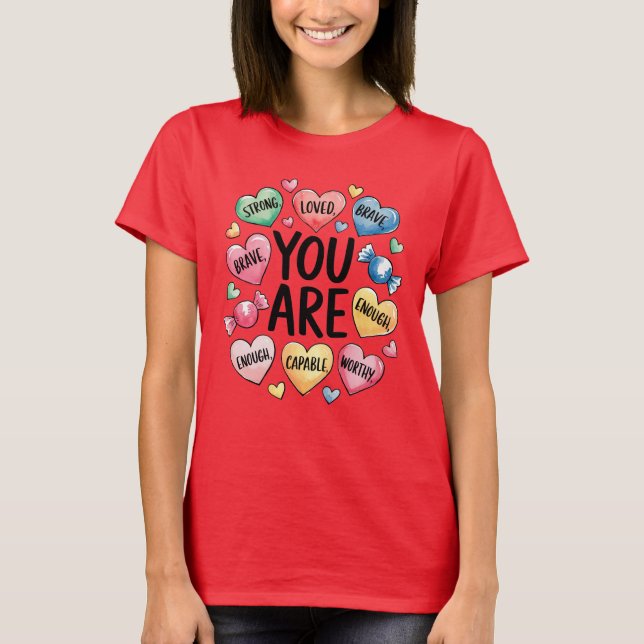 Inspirational Positive Hearts  T-Shirt (Front)