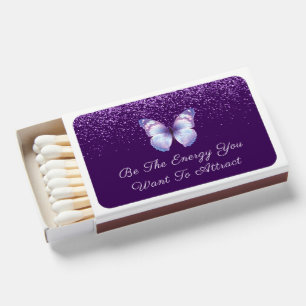 Inspirational positive quote purple butterfly  matchboxes