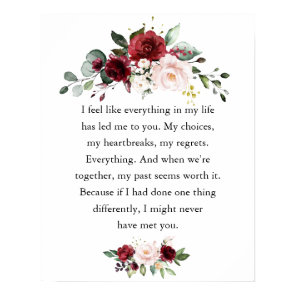 Inspirational Positive Relationship Quote Floral Poster