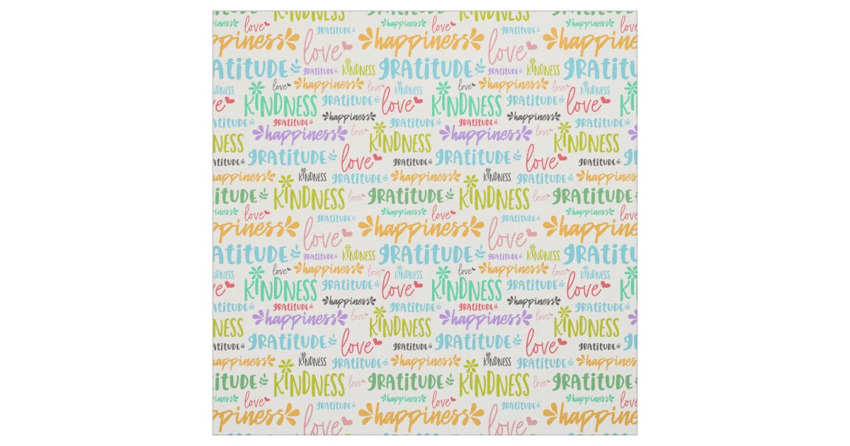 Inspirational Positive Word Pattern Fabric | Zazzle