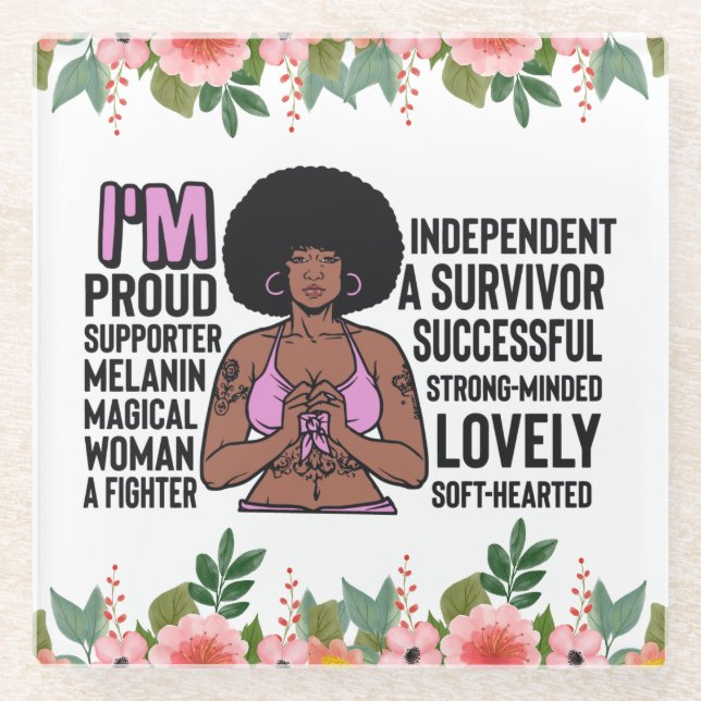Inspirational Positive Words Affirmation Sista Bla Glass Coaster (Front)