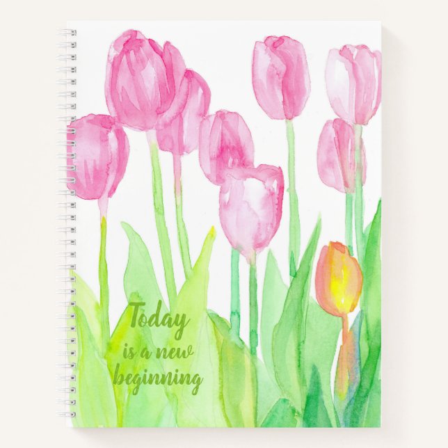 Inspirational Positive Words Tulips Personalized Notebook (Front)