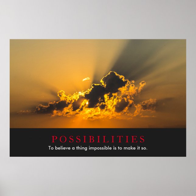 Inspirational Possibilities Clouds Sunset Skies Poster (Front)