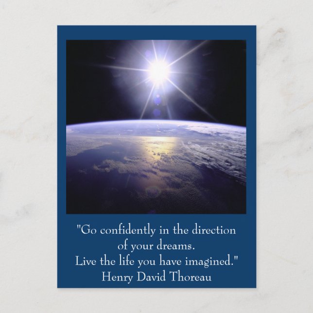 Inspirational postcard. Quote: Henry David Thoreau Postcard (Front)