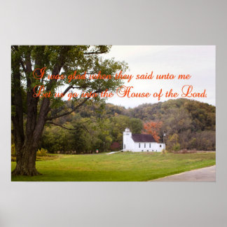 INSPIRATIONAL POSTER SHOWING A LITTLE WHITE CHURCH