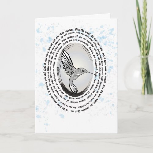 Inspirational prayer hummingbird drawing card