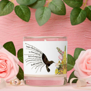 Inspirational prayer hummingbird, sun and flowers scented candle