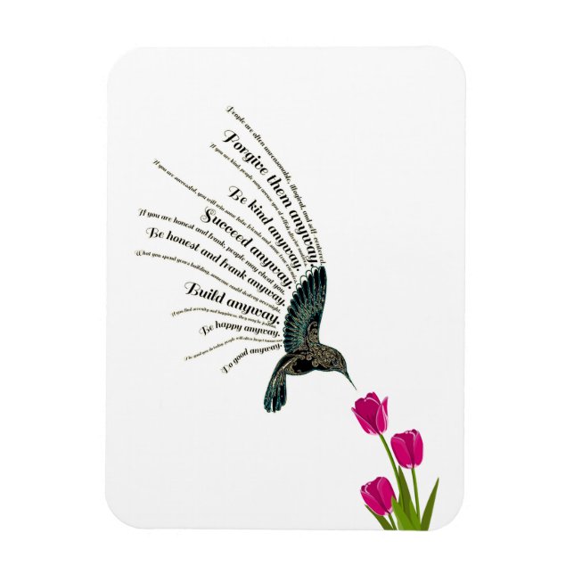 Inspirational prayer hummingbird tulips magnet (Vertical)