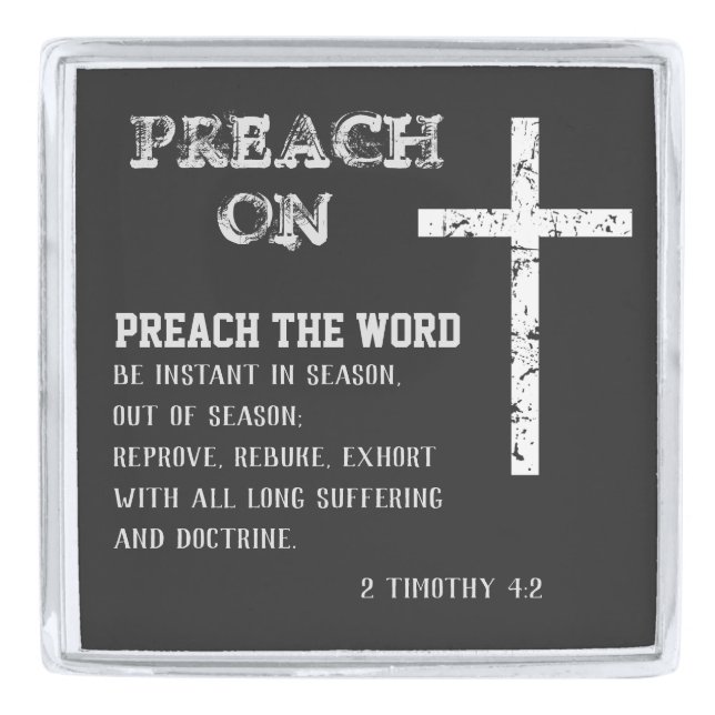Inspirational Preacher/Pastor Quote and Verse Silver Finish Lapel Pin (Front)
