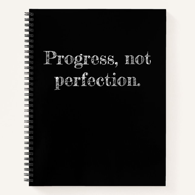 Inspirational Progress Quote Black Journal (Front)