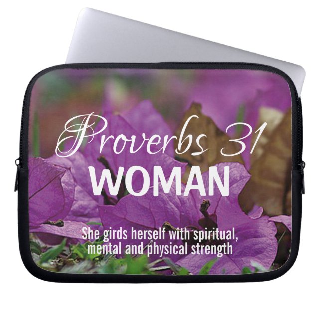 Inspirational Proverbs 31 Woman STRENGTH Laptop Sleeve (Front)